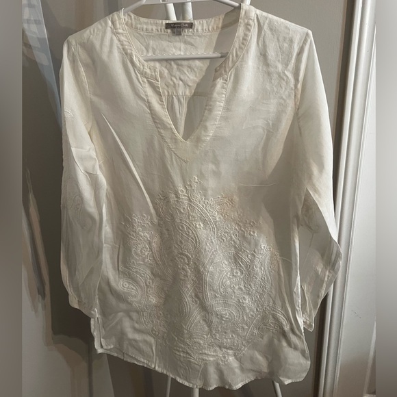Massimo Dutti Tops - Massimo Dutti Cream Embroidered Tunic